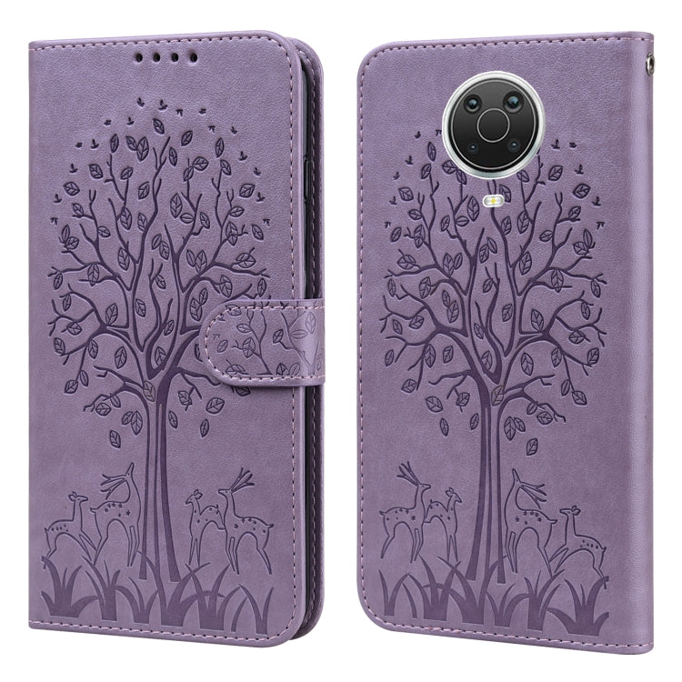 Custodia per telefono in pelle pressata con motivo ad albero e cervo, For Nokia 3.4 / 5.4, For Nokia G20 / G10 / 6.3, For Sony Xperia 10 III, For Xiaomi Redmi 9T / 9 Power, For Xiaomi Redmi 10