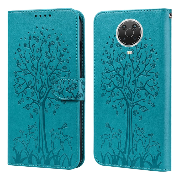 Custodia per telefono in pelle pressata con motivo ad albero e cervo, For Nokia 3.4 / 5.4, For Nokia G20 / G10 / 6.3, For Sony Xperia 10 III, For Xiaomi Redmi 9T / 9 Power, For Xiaomi Redmi 10