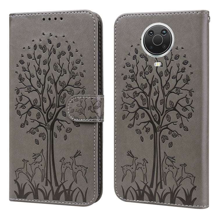 Custodia per telefono in pelle pressata con motivo ad albero e cervo, For Nokia 3.4 / 5.4, For Nokia G20 / G10 / 6.3, For Sony Xperia 10 III, For Xiaomi Redmi 9T / 9 Power, For Xiaomi Redmi 10
