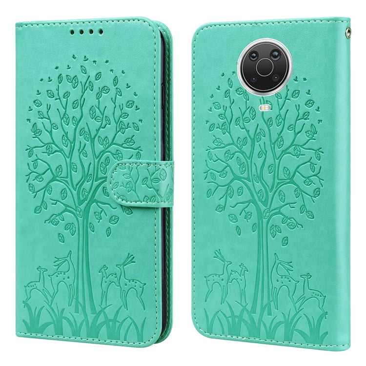 Custodia per telefono in pelle pressata con motivo ad albero e cervo, For Nokia 3.4 / 5.4, For Nokia G20 / G10 / 6.3, For Sony Xperia 10 III, For Xiaomi Redmi 9T / 9 Power, For Xiaomi Redmi 10