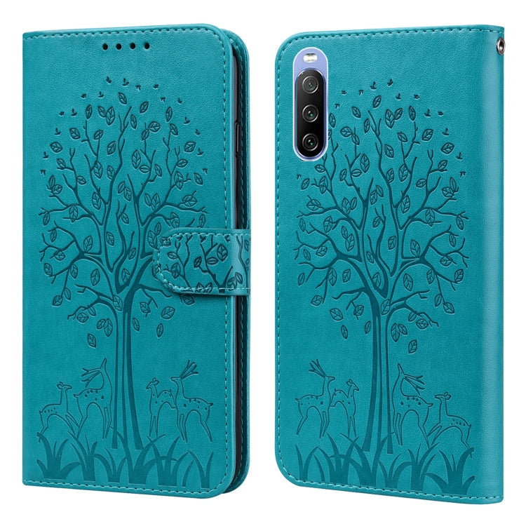 Custodia per telefono in pelle pressata con motivo ad albero e cervo, For Nokia 3.4 / 5.4, For Nokia G20 / G10 / 6.3, For Sony Xperia 10 III, For Xiaomi Redmi 9T / 9 Power, For Xiaomi Redmi 10