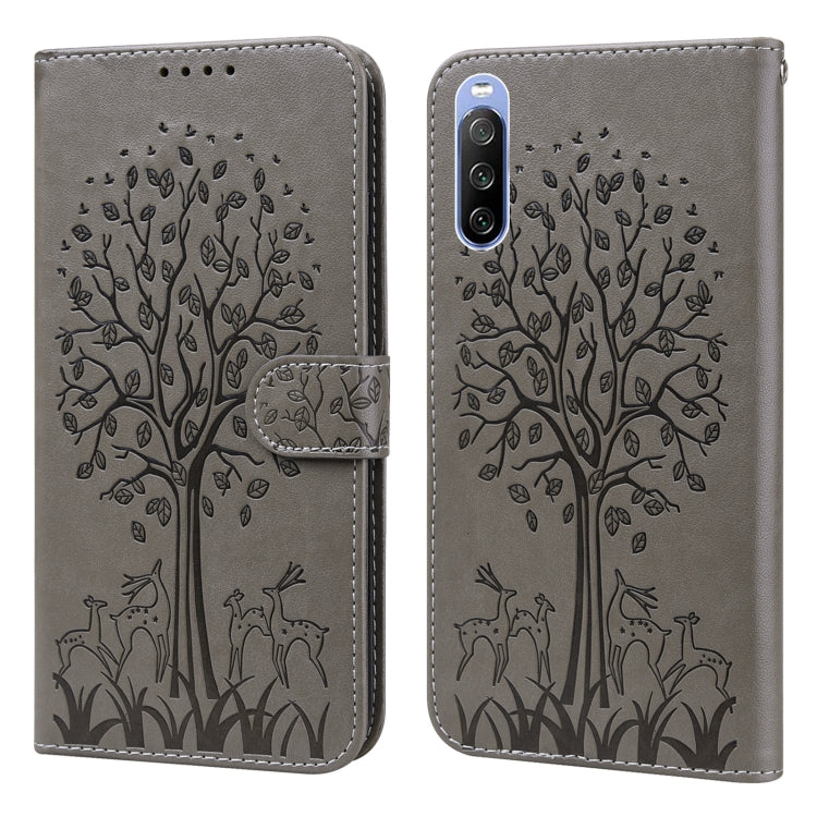 Custodia per telefono in pelle pressata con motivo ad albero e cervo, For Nokia 3.4 / 5.4, For Nokia G20 / G10 / 6.3, For Sony Xperia 10 III, For Xiaomi Redmi 9T / 9 Power, For Xiaomi Redmi 10