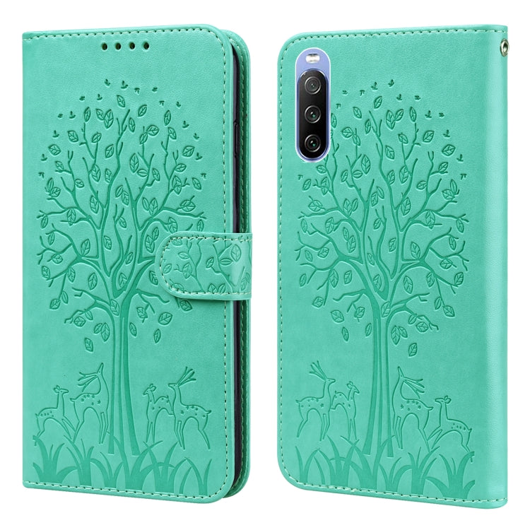 Custodia per telefono in pelle pressata con motivo ad albero e cervo, For Nokia 3.4 / 5.4, For Nokia G20 / G10 / 6.3, For Sony Xperia 10 III, For Xiaomi Redmi 9T / 9 Power, For Xiaomi Redmi 10