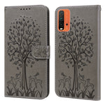 Custodia per telefono in pelle pressata con motivo ad albero e cervo, For Nokia 3.4 / 5.4, For Nokia G20 / G10 / 6.3, For Sony Xperia 10 III, For Xiaomi Redmi 9T / 9 Power, For Xiaomi Redmi 10