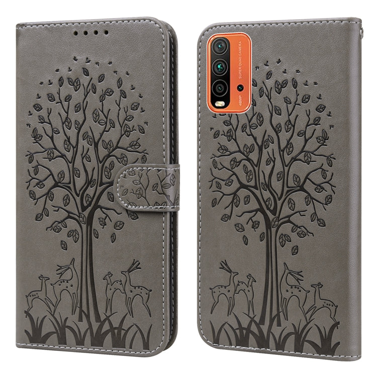 Custodia per telefono in pelle pressata con motivo ad albero e cervo, For Nokia 3.4 / 5.4, For Nokia G20 / G10 / 6.3, For Sony Xperia 10 III, For Xiaomi Redmi 9T / 9 Power, For Xiaomi Redmi 10