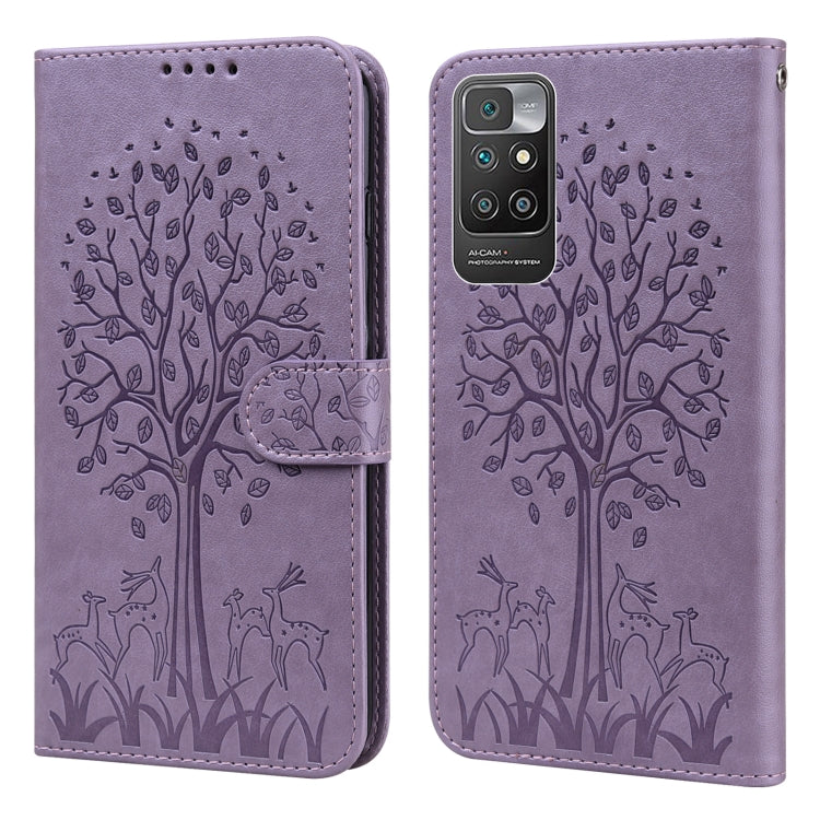 Custodia per telefono in pelle pressata con motivo ad albero e cervo, For Nokia 3.4 / 5.4, For Nokia G20 / G10 / 6.3, For Sony Xperia 10 III, For Xiaomi Redmi 9T / 9 Power, For Xiaomi Redmi 10