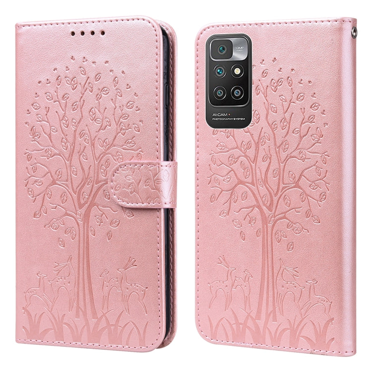 Custodia per telefono in pelle pressata con motivo ad albero e cervo, For Nokia 3.4 / 5.4, For Nokia G20 / G10 / 6.3, For Sony Xperia 10 III, For Xiaomi Redmi 9T / 9 Power, For Xiaomi Redmi 10