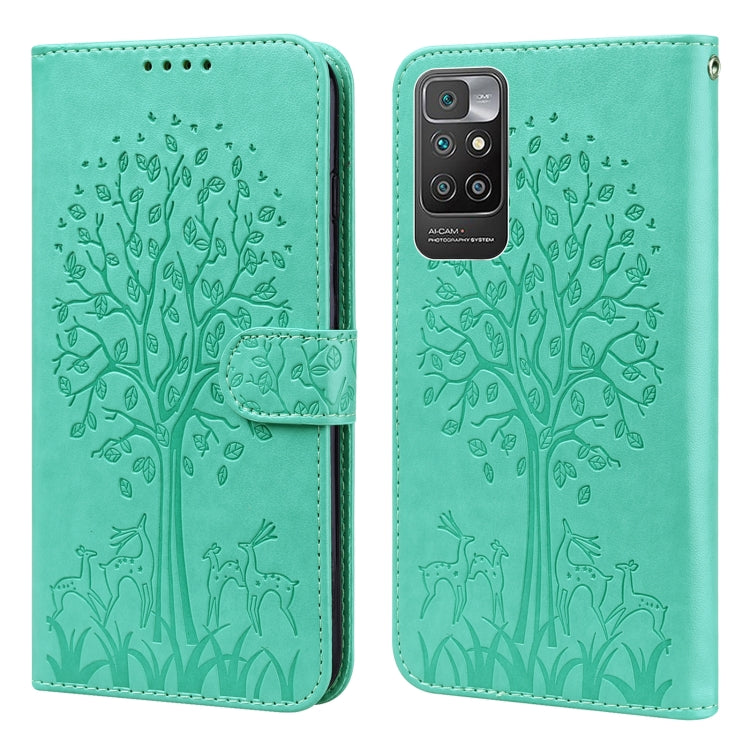 Custodia per telefono in pelle pressata con motivo ad albero e cervo, For Nokia 3.4 / 5.4, For Nokia G20 / G10 / 6.3, For Sony Xperia 10 III, For Xiaomi Redmi 9T / 9 Power, For Xiaomi Redmi 10