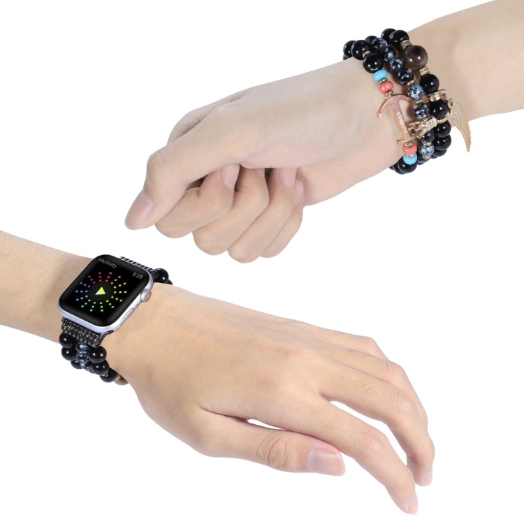 Cinturino con ancoraggio a corona con perline per la serie Apple Watch, 7 41mm / 6&SE&5&4 40mm / 3&2&1 38mm, 7 45mm / 6&SE&5&4 44mm / 3&2&1 42mm