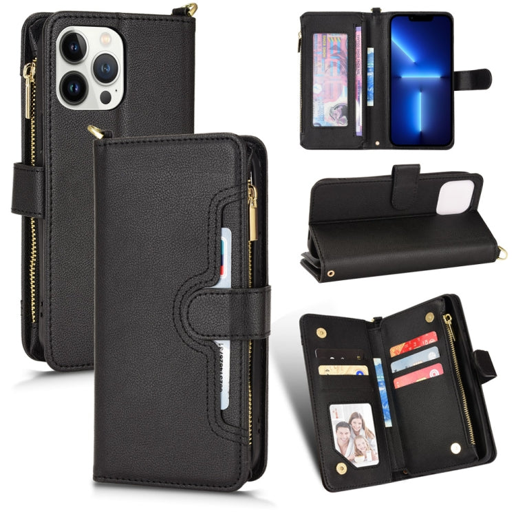 Custodia per telefono in pelle con cerniera texture Litchi, For iPhone 13 Pro Max