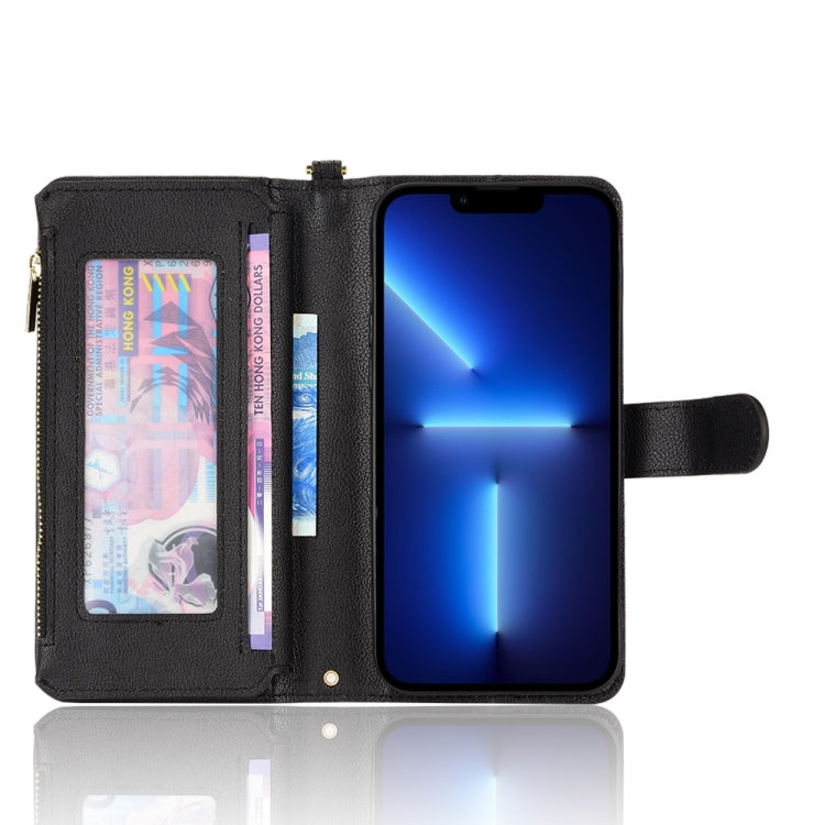 Custodia portafoglio in pelle con cerniera per iPhone 13 Pro Max