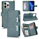 Custodia portafoglio in pelle con cerniera per iPhone 13 Pro Max