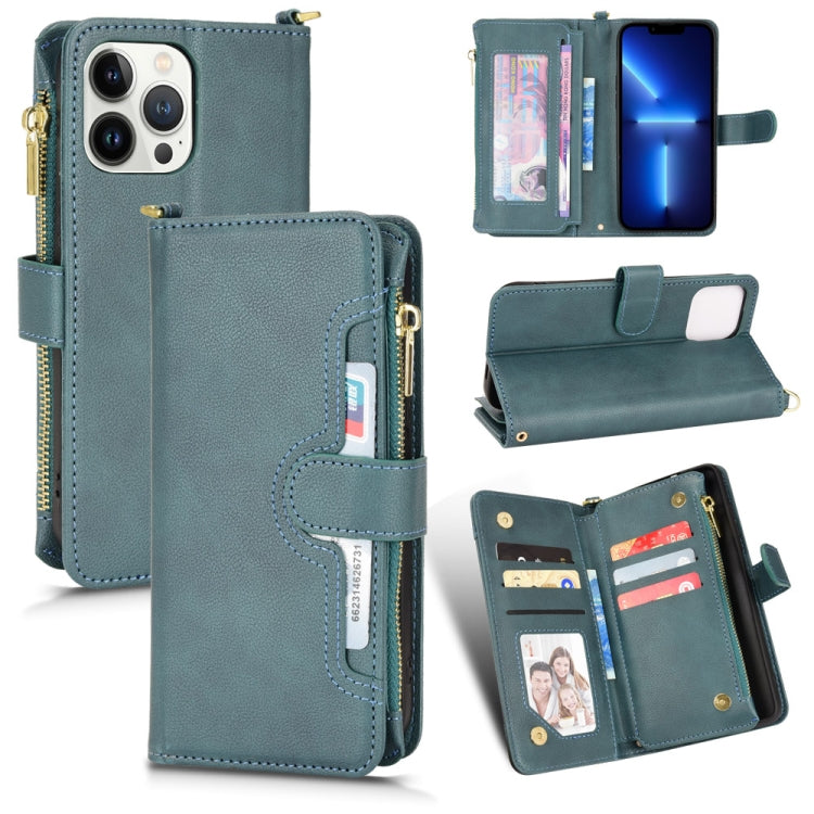 Custodia portafoglio in pelle con cerniera per iPhone 13 Pro Max