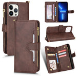 Custodia portafoglio in pelle con cerniera per iPhone 13 Pro Max