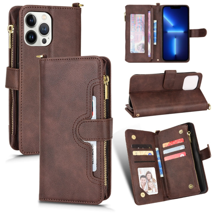 Custodia portafoglio in pelle con cerniera per iPhone 13 Pro Max