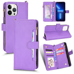 Custodia portafoglio in pelle con cerniera per iPhone 13 Pro Max