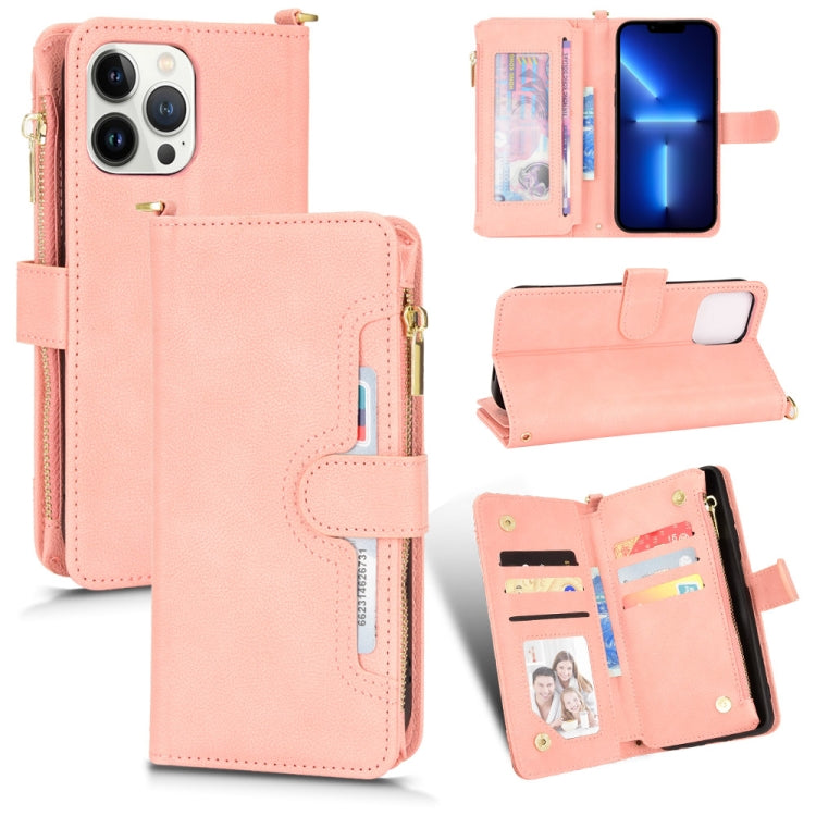 Custodia portafoglio in pelle con cerniera per iPhone 13 Pro Max