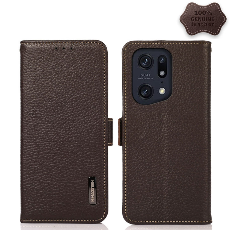 KHAZNEH Custodia per telefono RFID in vera pelle Litchi magnetica laterale, For Xiaomi Poco X4 Pro 5G, For OPPO Find X5 Pro, For TCL 30 5G / 30 Plus 5G, For Wiko Y52, For OPPO Find X5, For Xiaomi Redmi K40S 5G