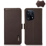 KHAZNEH Custodia per telefono RFID in vera pelle Litchi magnetica laterale, For Xiaomi Poco X4 Pro 5G, For OPPO Find X5 Pro, For TCL 30 5G / 30 Plus 5G, For Wiko Y52, For OPPO Find X5, For Xiaomi Redmi K40S 5G