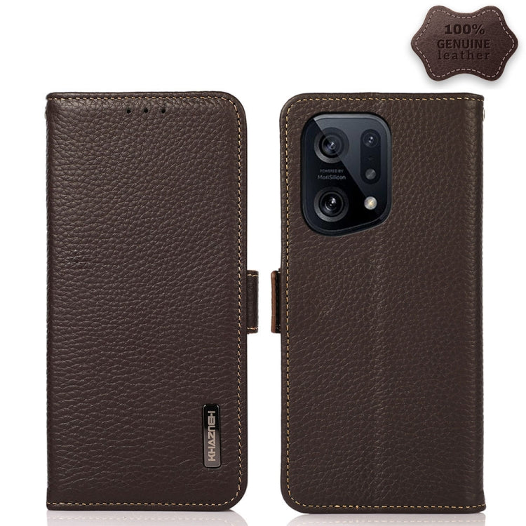 KHAZNEH Custodia per telefono RFID in vera pelle Litchi magnetica laterale, For Xiaomi Poco X4 Pro 5G, For OPPO Find X5 Pro, For TCL 30 5G / 30 Plus 5G, For Wiko Y52, For OPPO Find X5, For Xiaomi Redmi K40S 5G