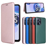 Custodia per cellulare in pelle con vibrazione magnetica in fibra di carbonio, For OPPO Realme C35, For OPPO Realme GT2 Pro