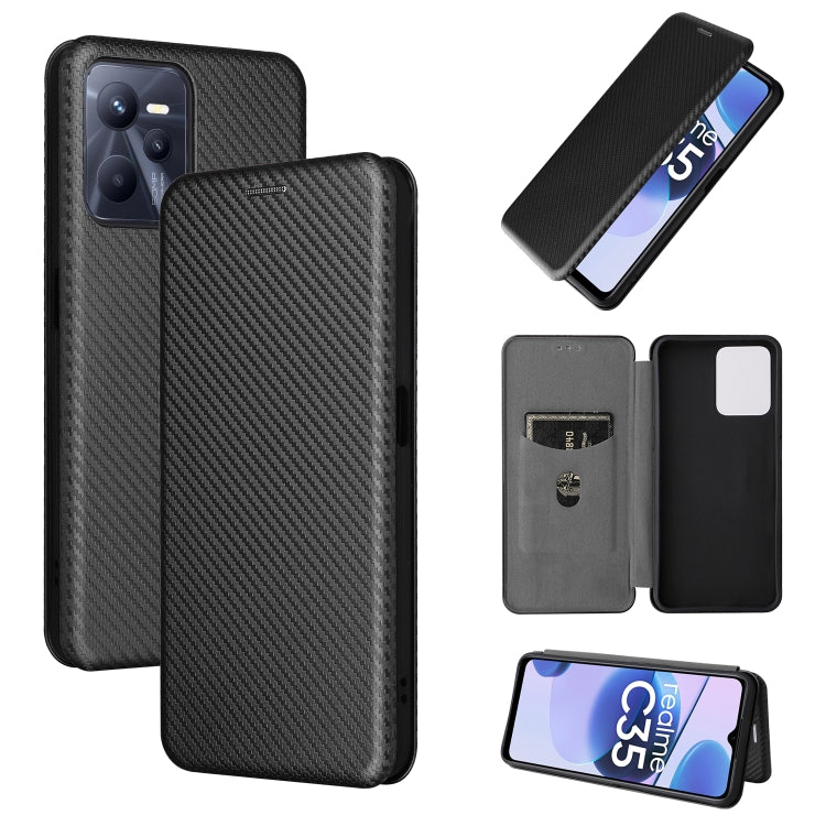 Custodia per cellulare in pelle con vibrazione magnetica in fibra di carbonio, For OPPO Realme C35, For OPPO Realme GT2 Pro
