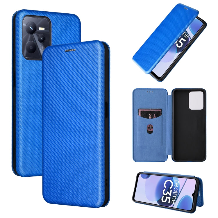 Custodia per cellulare in pelle con vibrazione magnetica in fibra di carbonio, For OPPO Realme C35, For OPPO Realme GT2 Pro