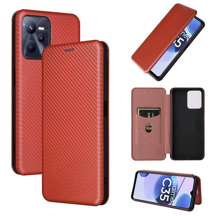 Custodia per cellulare in pelle con vibrazione magnetica in fibra di carbonio, For OPPO Realme C35, For OPPO Realme GT2 Pro