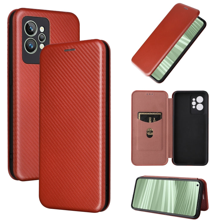 Custodia per cellulare in pelle con vibrazione magnetica in fibra di carbonio, For OPPO Realme C35, For OPPO Realme GT2 Pro