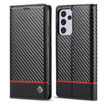LC.IMEEKE Custodia per telefono in pelle PU + TPU in fibra di carbonio, For Samsung Galaxy A33 5G