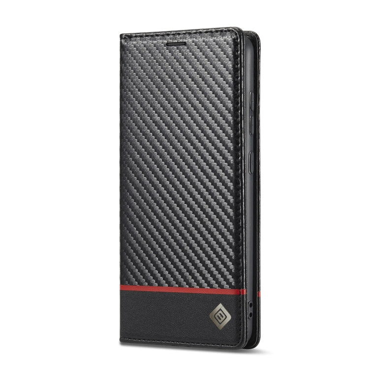 LC.IMEEKE Custodia per telefono in pelle PU + TPU in fibra di carbonio, For Samsung Galaxy A33 5G