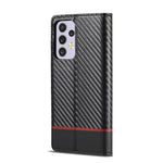 LC.IMEEKE Custodia per telefono in pelle PU + TPU in fibra di carbonio, For Samsung Galaxy A33 5G