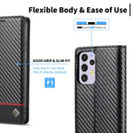 LC.IMEEKE Custodia per telefono in pelle PU + TPU in fibra di carbonio, For Samsung Galaxy A33 5G