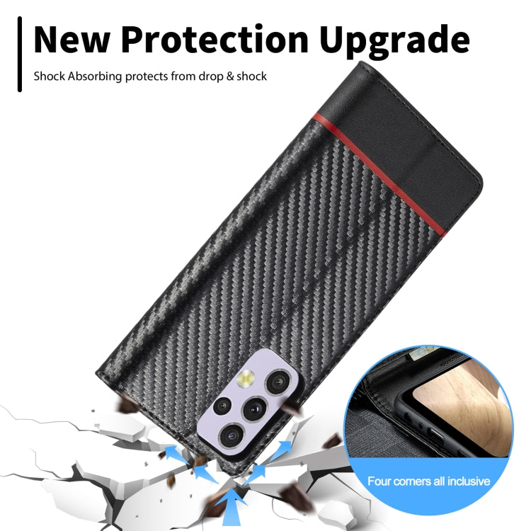LC.IMEEKE Custodia per telefono in pelle PU + TPU in fibra di carbonio, For Samsung Galaxy A33 5G