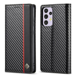 LC.IMEEKE Custodia per telefono in pelle PU + TPU in fibra di carbonio, For Samsung Galaxy A33 5G