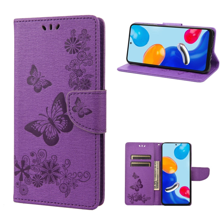 Custodia per cellulare in pelle flip orizzontale goffrata farfalla, For Xiaomi Redmi Note 11 4G / Note 11S, For Xiaomi Poco X4 Pro 5G