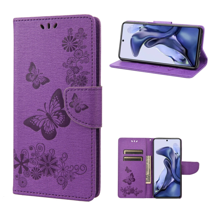 Custodia per cellulare in pelle flip orizzontale goffrata farfalla, For Xiaomi Redmi Note 11 4G / Note 11S, For Xiaomi Poco X4 Pro 5G