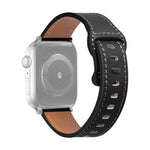 Cinturino in pelle di vacchetta con fibbia a farfalla per Apple Watch Series, 7 41mm / 6&SE&5&4 40mm / 3&2&1 38mm, 7 45mm / 6&SE&5&4 44mm / 3&2&1 42mm