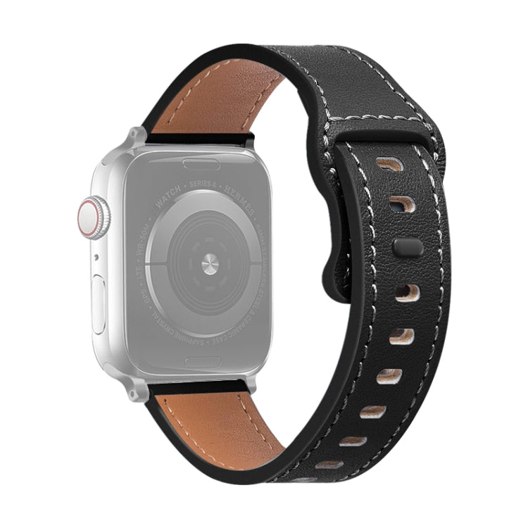 Cinturino in pelle di vacchetta con fibbia a farfalla per Apple Watch Series, 7 41mm / 6&SE&5&4 40mm / 3&2&1 38mm, 7 45mm / 6&SE&5&4 44mm / 3&2&1 42mm