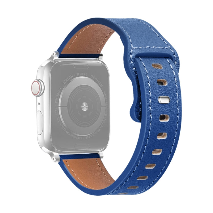 Cinturino in pelle di vacchetta con fibbia a farfalla per Apple Watch Series, 7 41mm / 6&SE&5&4 40mm / 3&2&1 38mm, 7 45mm / 6&SE&5&4 44mm / 3&2&1 42mm