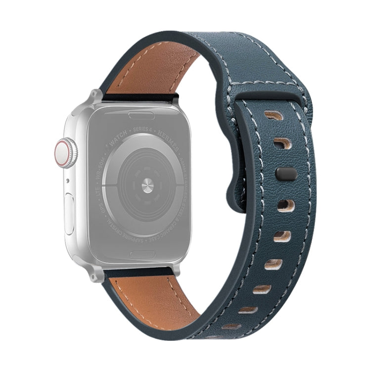 Cinturino in pelle di vacchetta con fibbia a farfalla per Apple Watch Series, 7 41mm / 6&SE&5&4 40mm / 3&2&1 38mm, 7 45mm / 6&SE&5&4 44mm / 3&2&1 42mm