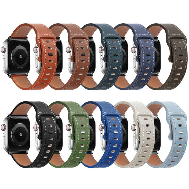 Cinturino in pelle di vacchetta con fibbia a farfalla per Apple Watch Series, 7 41mm / 6&SE&5&4 40mm / 3&2&1 38mm, 7 45mm / 6&SE&5&4 44mm / 3&2&1 42mm