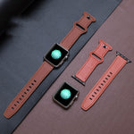 Cinturino in pelle di vacchetta con fibbia a farfalla per Apple Watch Series, 7 41mm / 6&SE&5&4 40mm / 3&2&1 38mm, 7 45mm / 6&SE&5&4 44mm / 3&2&1 42mm