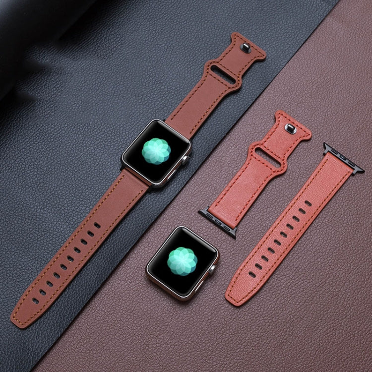 Cinturino in pelle di vacchetta con fibbia a farfalla per Apple Watch Series, 7 41mm / 6&SE&5&4 40mm / 3&2&1 38mm, 7 45mm / 6&SE&5&4 44mm / 3&2&1 42mm