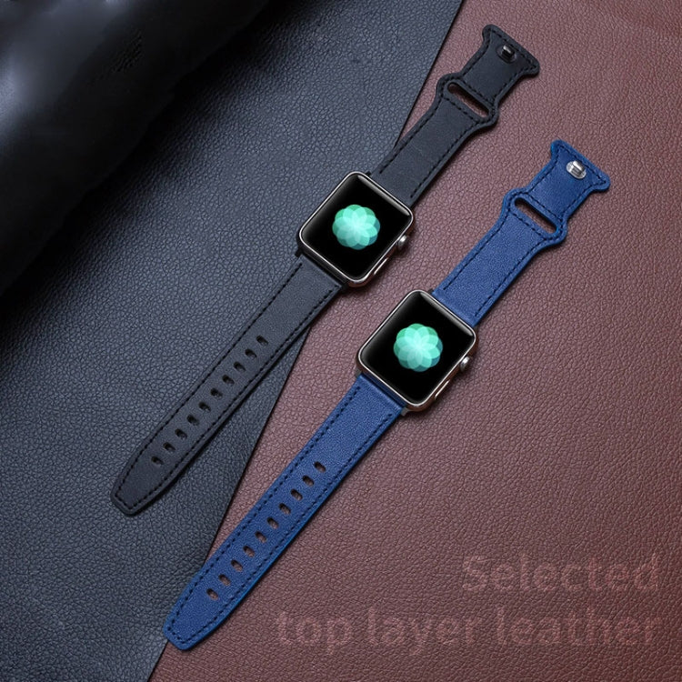 Cinturino in pelle di vacchetta con fibbia a farfalla per Apple Watch Series, 7 41mm / 6&SE&5&4 40mm / 3&2&1 38mm, 7 45mm / 6&SE&5&4 44mm / 3&2&1 42mm