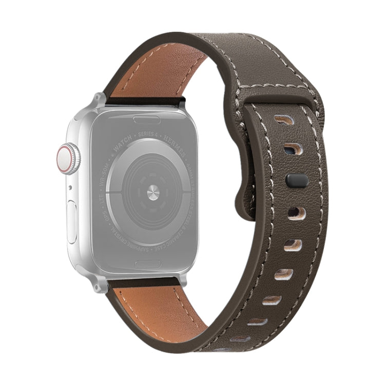 Cinturino in pelle di vacchetta con fibbia a farfalla per Apple Watch Series, 7 41mm / 6&SE&5&4 40mm / 3&2&1 38mm, 7 45mm / 6&SE&5&4 44mm / 3&2&1 42mm