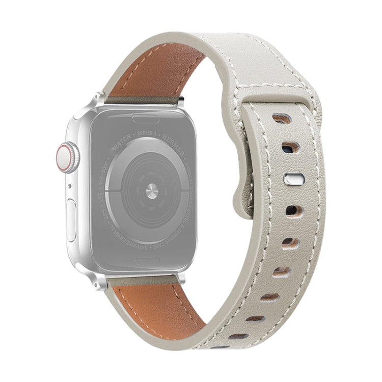 Cinturino in pelle di vacchetta con fibbia a farfalla per Apple Watch Series, 7 41mm / 6&SE&5&4 40mm / 3&2&1 38mm, 7 45mm / 6&SE&5&4 44mm / 3&2&1 42mm