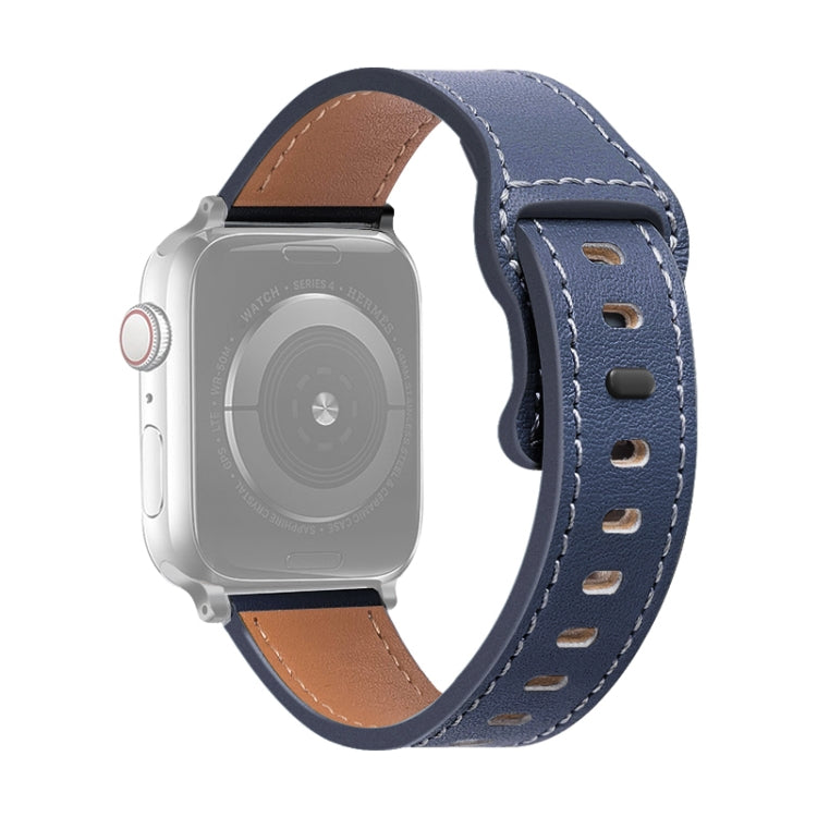 Cinturino in pelle di vacchetta con fibbia a farfalla per Apple Watch Series, 7 41mm / 6&SE&5&4 40mm / 3&2&1 38mm, 7 45mm / 6&SE&5&4 44mm / 3&2&1 42mm
