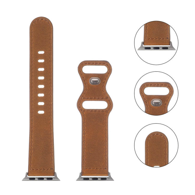 Cinturino con fibbia a farfalla in pelle Crazy Horse per Apple Watch Series, 7 41mm / 6&SE&5&4 40mm / 3&2&1 38mm, 7 45mm / 6&SE&5&4 44mm / 3&2&1 42mm