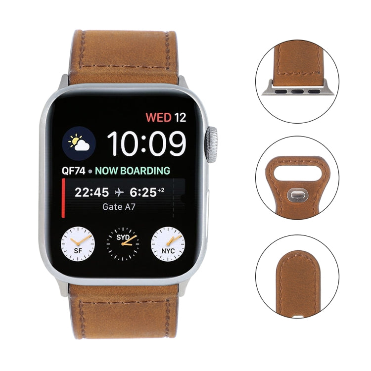 Cinturino con fibbia a farfalla in pelle Crazy Horse per Apple Watch Series, 7 41mm / 6&SE&5&4 40mm / 3&2&1 38mm, 7 45mm / 6&SE&5&4 44mm / 3&2&1 42mm